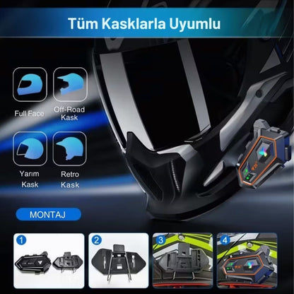 Y20 Motorsikletler İçin Kablosuz Bluetooth Kulaklıklı – Suya Dayanıklı, Uzun Ömürlü Batarya, Gürültü Engelleme Özellikli Kask Kulaklığı (5643)