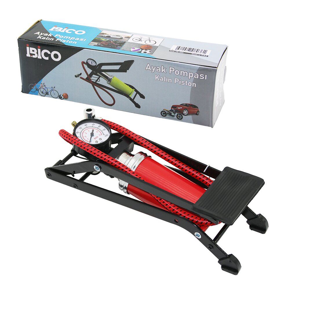 YATAY MODEL KALIN PİSTONLU AYAK POMPASI OTO-ARAÇ - BİSİKLET-MOTOR LASTİK - TOP - ŞİŞME YATAK-HAVUZ (5643)