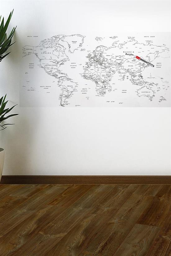 Yazılabilir Dünya Haritası Manyetik Duvar Stickerı 110 x 56 cm (5643)