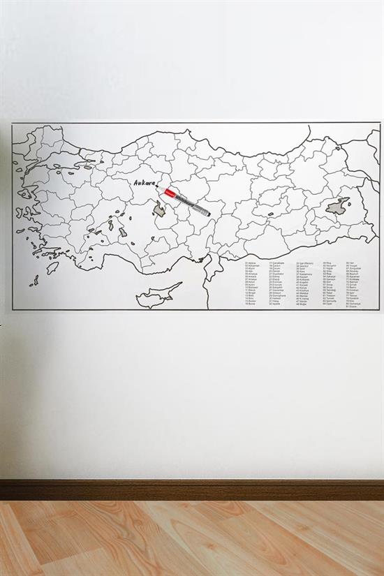 Yazılabilir Türkiye Haritası Manyetik Duvar Stickerı 110 x 56 cm (5643)