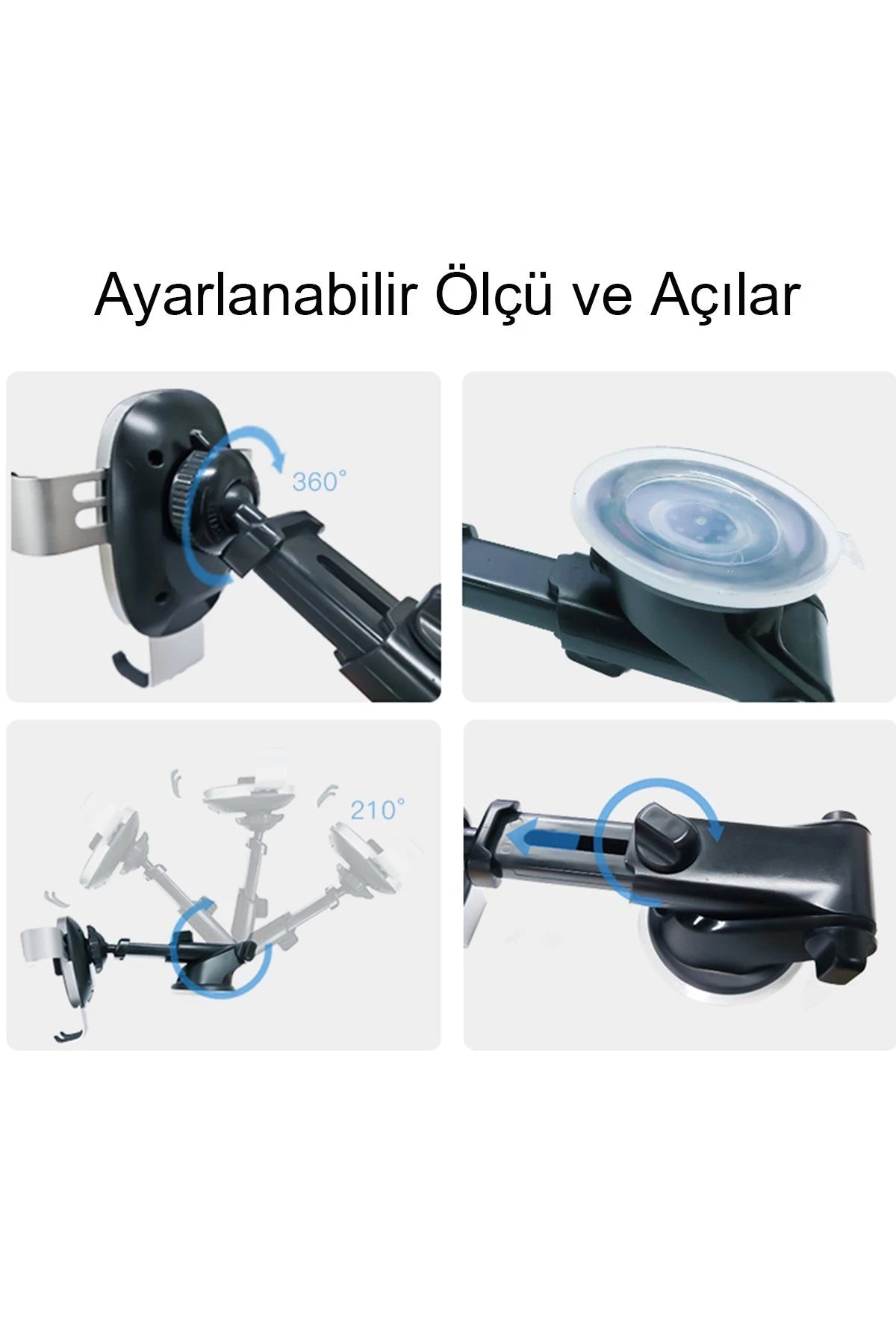 Yesido C123 Vantuzlu 15W Kablosuz Şarjlı Araç Tutucu - Siyah