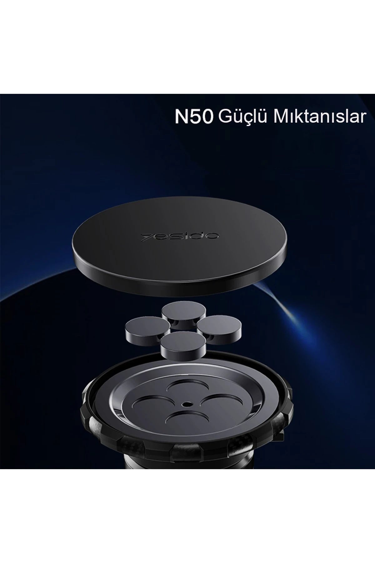 Yesido C153 2in1 Izgara Klipsli ve Yapışkanlı 360 Derece Ayarlanabilir Manyetik Magsafe Araç Tutucu - Siyah