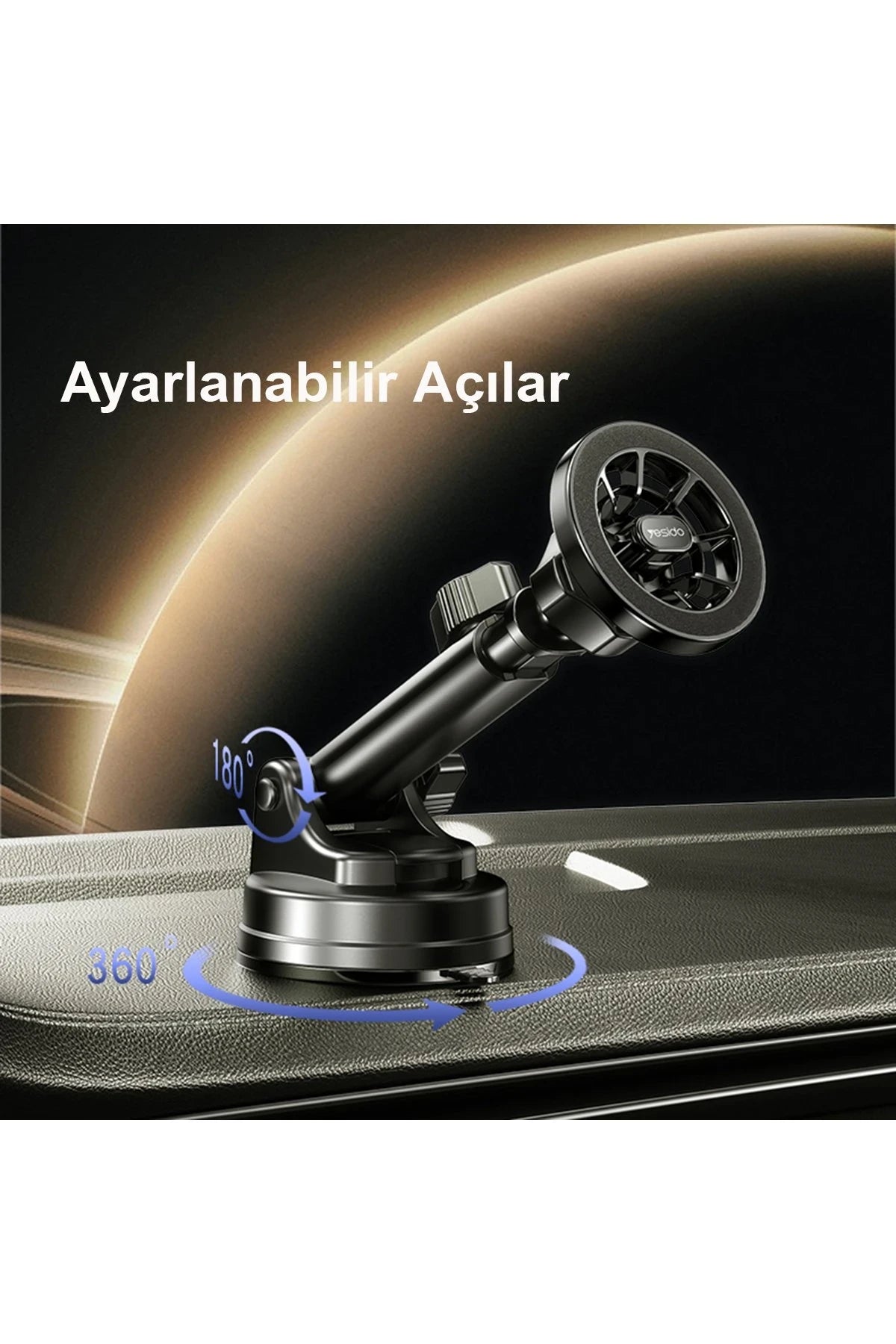 Yesido C158 2in1 Izgara Klipsli ve Vantuzlu 360 Derece Ayarlanabilir Manyetik Magsafe Araç Tutucu - Siyah
