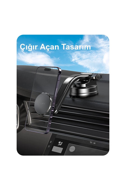 Yesido C159 2in1 Izgara Klipsli ve Yapışkanlı 360 Derece Ayarlanabilir Manyetik Magsafe Araç Tutucu - Siyah