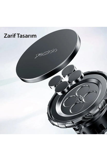 Yesido C160 360 Derece Ayarlanabilir Vantuzlu Manyetik Magsafe Araç Tutucu - Siyah