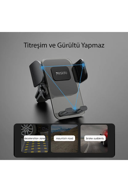 Yesido C163 Izgara Klipsli 360 Derece Ayarlanabilir Araç Tutucu - Siyah