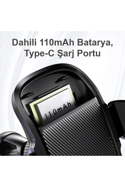 Yesido C164 Izgara Klipsli Güneş Enerji Panelli 110mAh Bataryalı Ayarlanabilir 180 Derece Şarjlı Araç Tutucu - Siyah