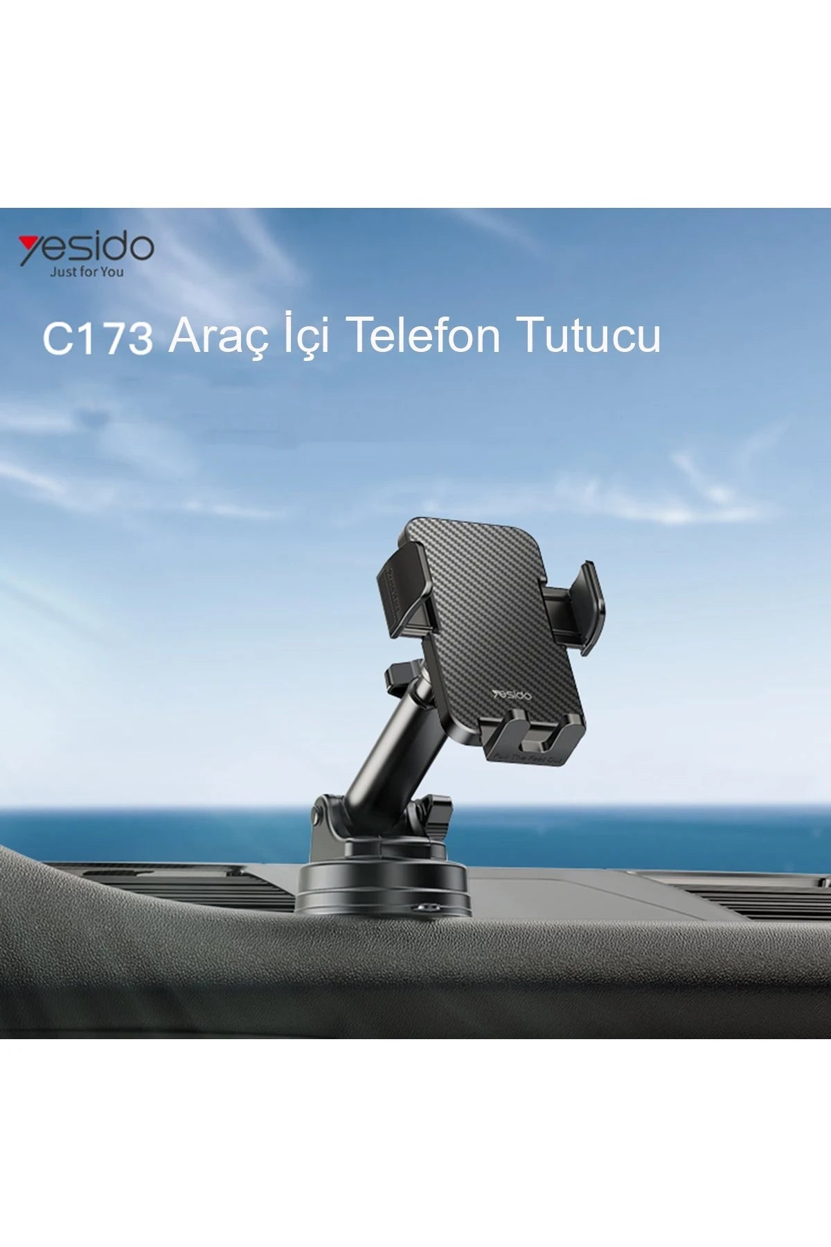 Yesido C173 Yapışkanlı 360 Derece Ayarlanabilir Araç Tutucu - Siyah