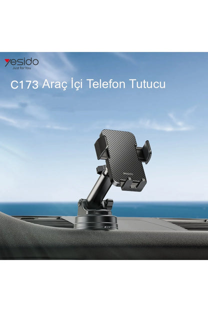Yesido C173 Yapışkanlı 360 Derece Ayarlanabilir Araç Tutucu - Siyah