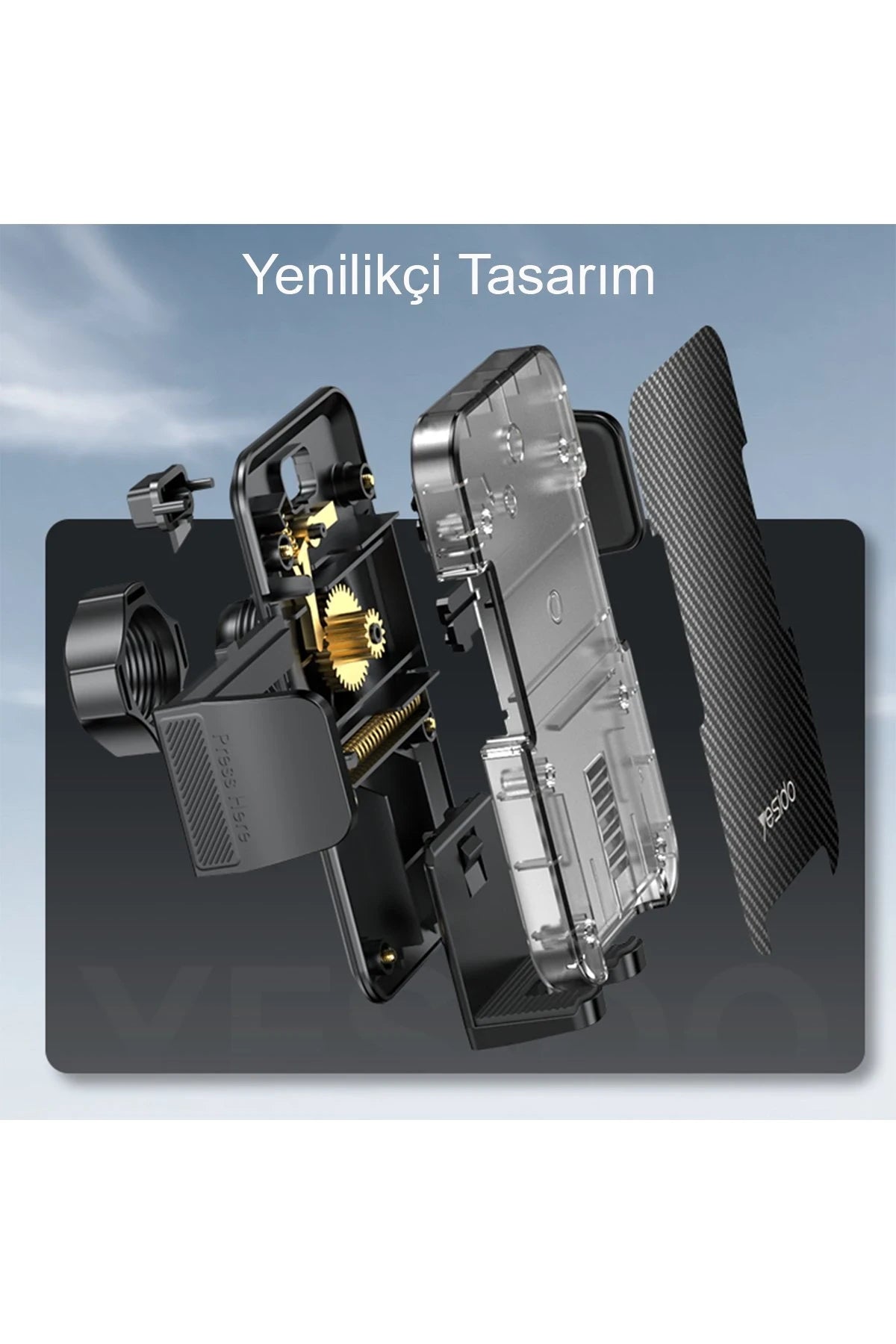 Yesido C173 Yapışkanlı 360 Derece Ayarlanabilir Araç Tutucu - Siyah