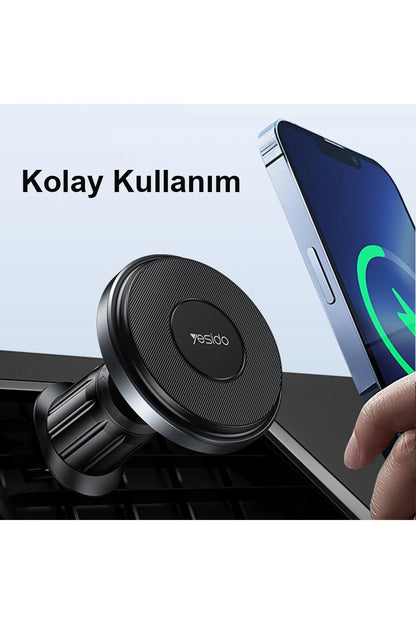 Yesido C190 Izgara Klipsli 15W Kablosuz Şarjlı Magsafe Araç Tutucu - Siyah