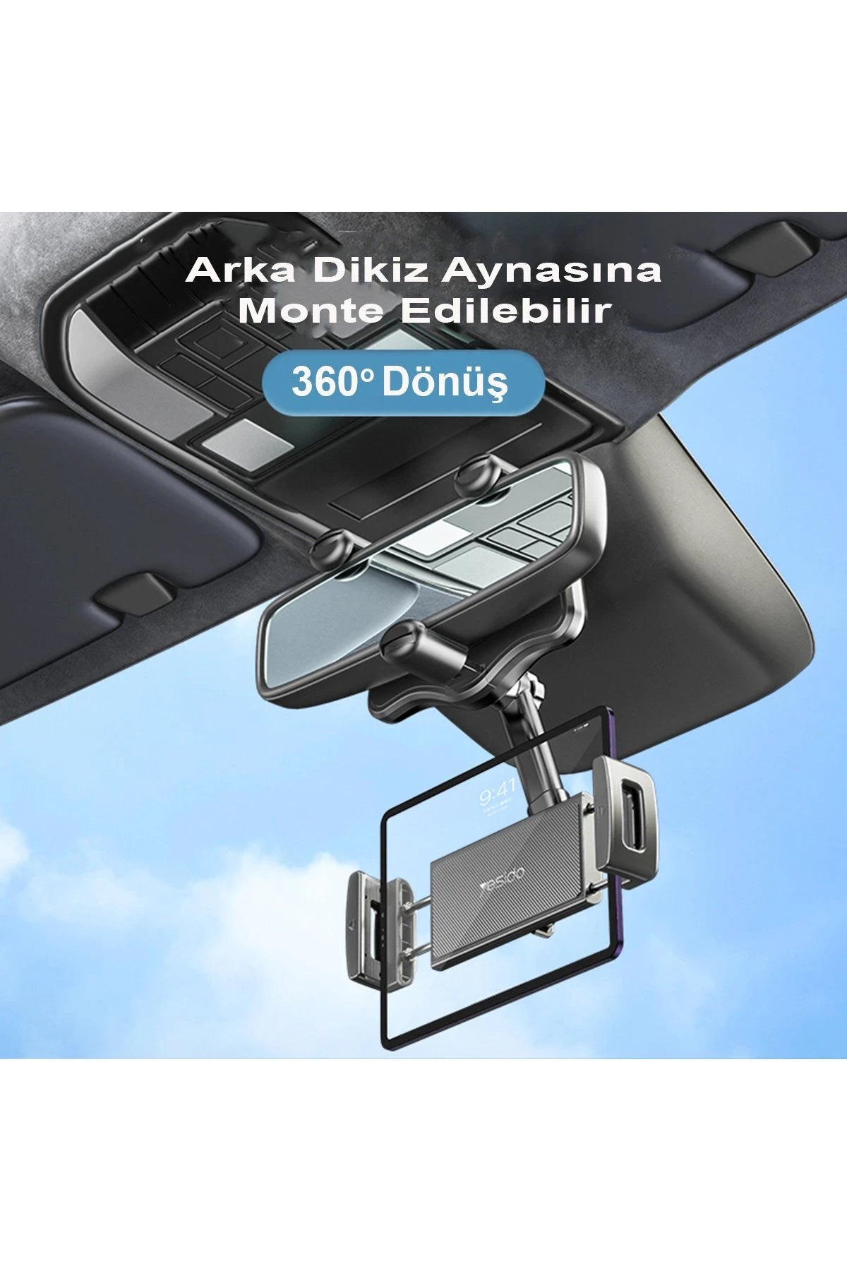 Yesido C196 Dikiz Aynasına Sabitlenen Ayarlanabilir Araç Tutucu - Siyah