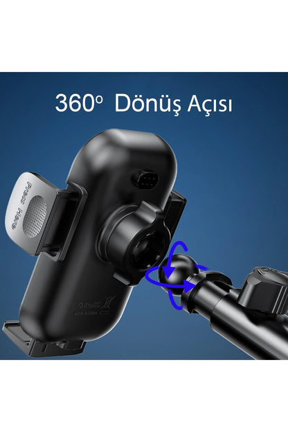 Yesido C197 2in1 Izgara Klipsli ve Yapışkanlı 360 Derece Ayarlanabilir Cam Yüzeyli 15W Kablosuz Şarjlı Araç Tutucu - Siyah