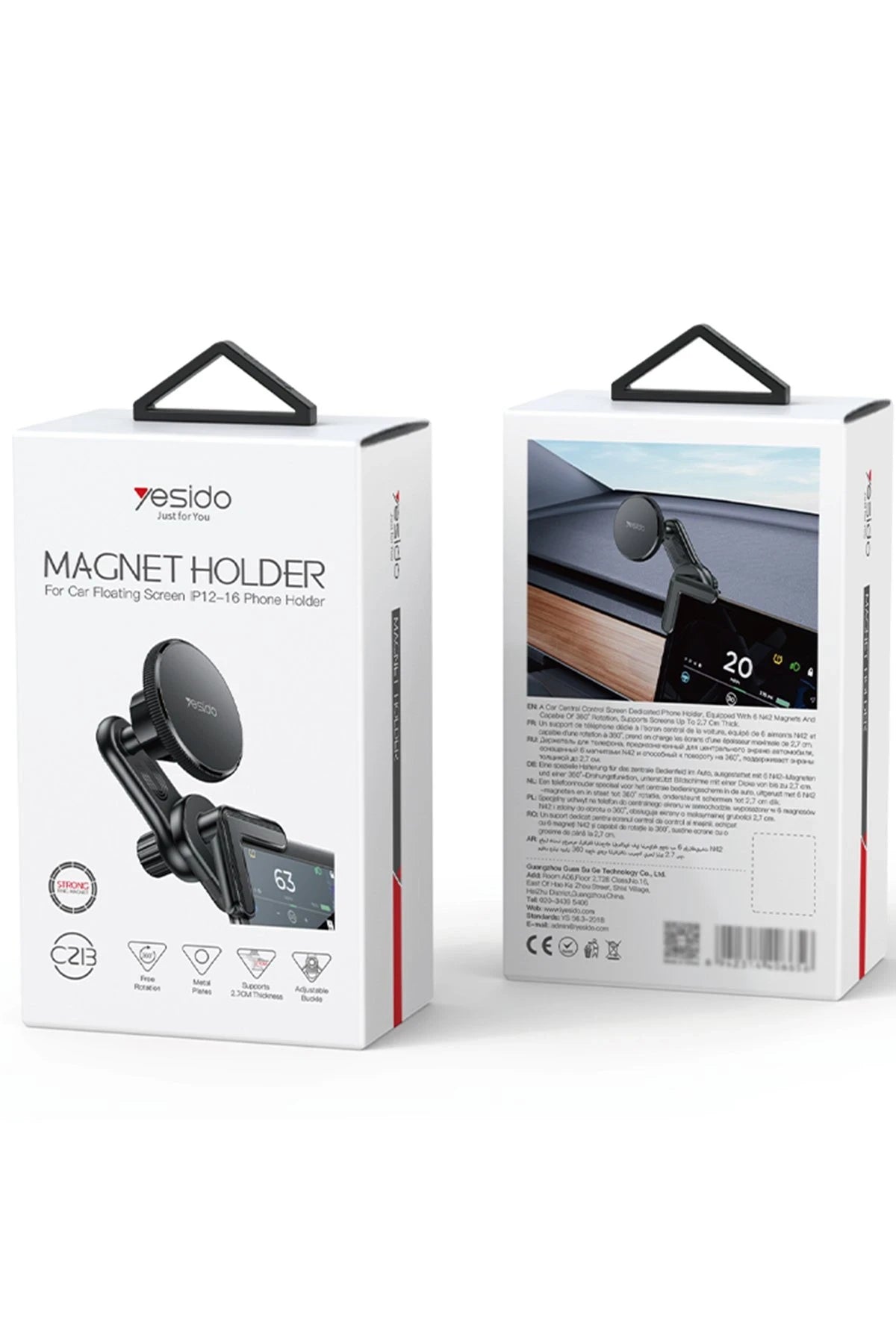 Yesido C213 360 Derece Ayarlanabilir Araç CarPlay Ekranına Sabitlenen Magsafe Araç Tutucu - Siyah