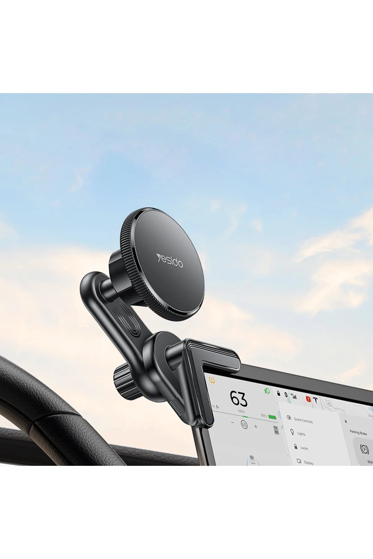 Yesido C213 360 Derece Ayarlanabilir Araç CarPlay Ekranına Sabitlenen Magsafe Araç Tutucu - Siyah