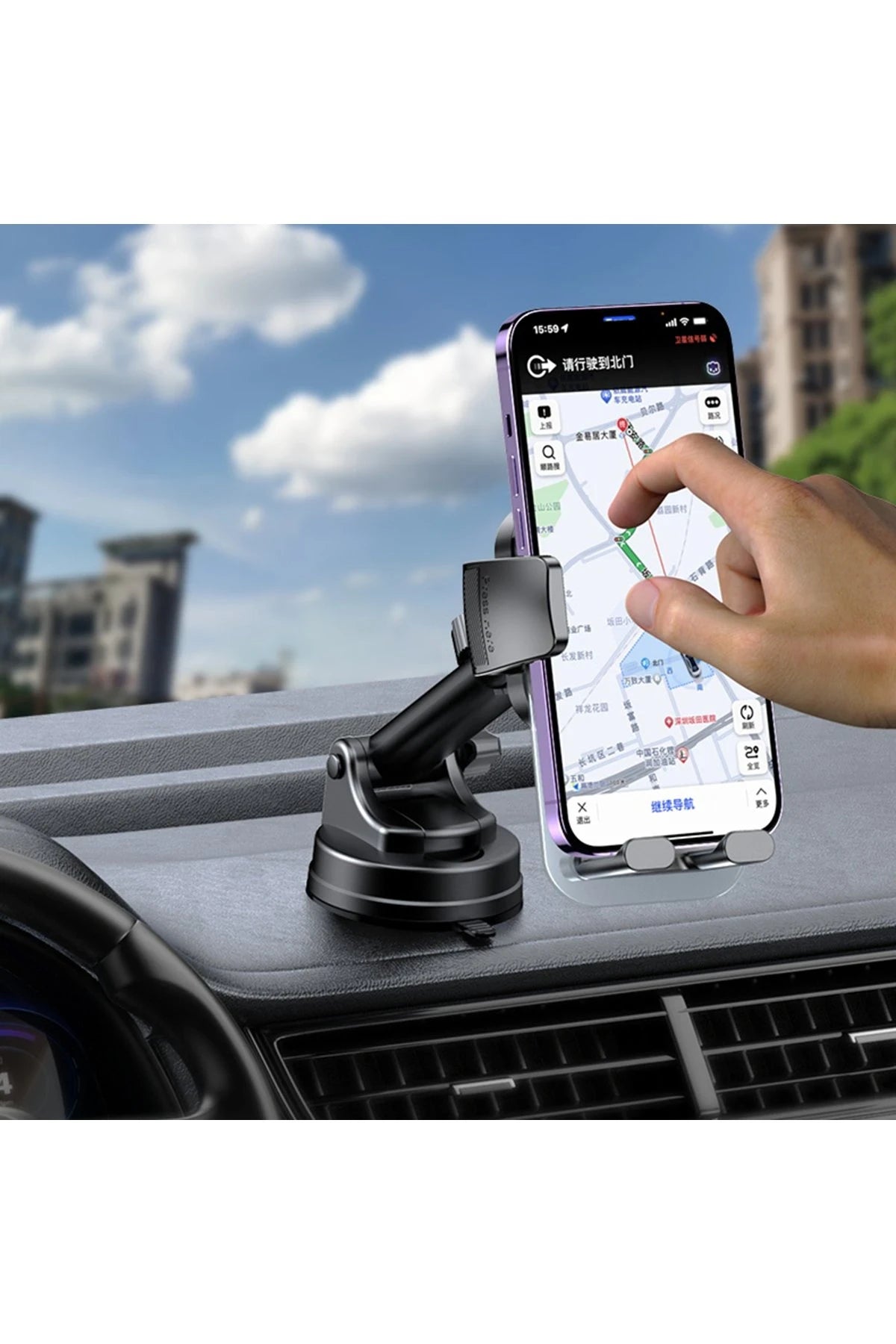 Yesido C261 Yapışkanlı 360 Derece Ayarlanabilir Araç Tutucu - Siyah