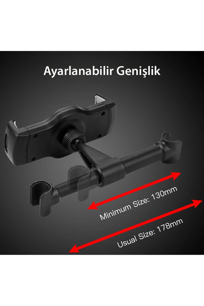Yesido C29 360 Derece Ayarlanabilir Klipsli Koltuk Arkası Telefon Tablet Tutucu - Siyah