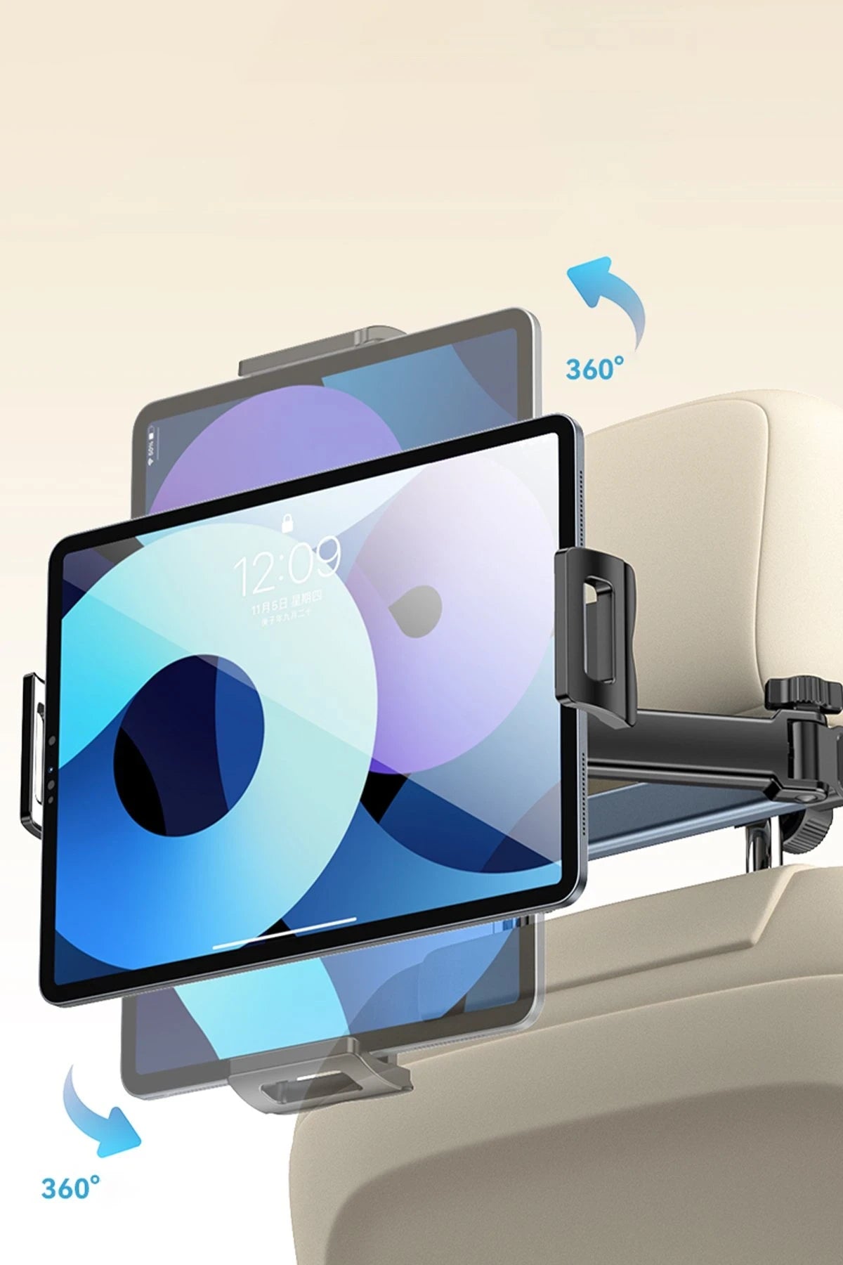 Yesido C294 360 Derece Ayarlanabilir Klipsli Koltuk Arkası Telefon Tablet Tutucu - Siyah
