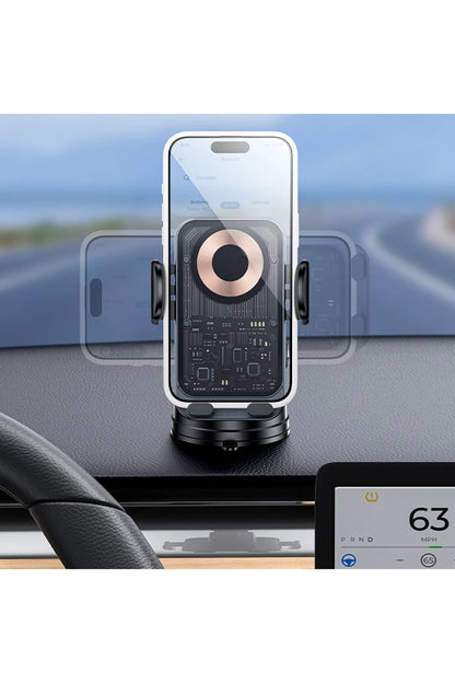 Yesido C307 Yapışkanlı 360 Derece Ayarlanabilir Cam Yüzeyli 15W Kablosuz Şarjlı Magsafe Araç Tutucu - Siyah