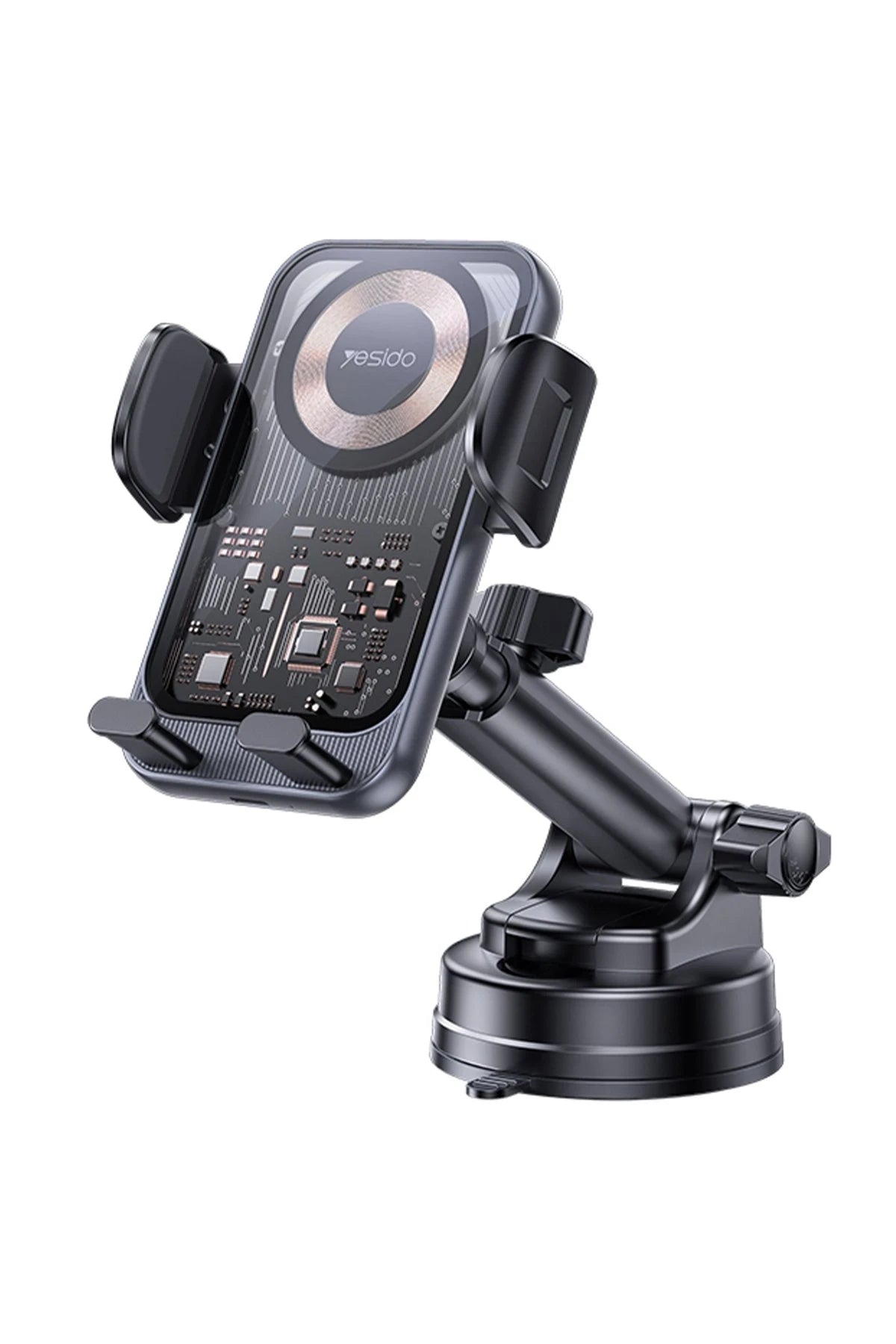 Yesido C307 Yapışkanlı 360 Derece Ayarlanabilir Cam Yüzeyli 15W Kablosuz Şarjlı Magsafe Araç Tutucu - Siyah