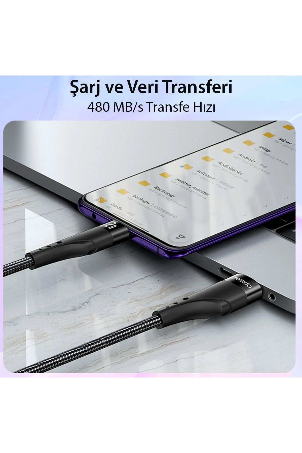Yesido CA109 3M 2A Usb to Lightning Hızlı Şarj Kablosu - Siyah
