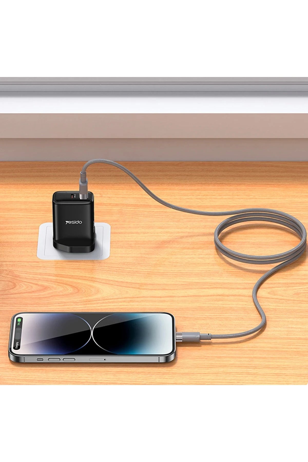 Yesido CA174 1M 27W USB to Lightning Manyetik Katlanma Özellikli PD Hızlı Şarj Kablosu - Gri