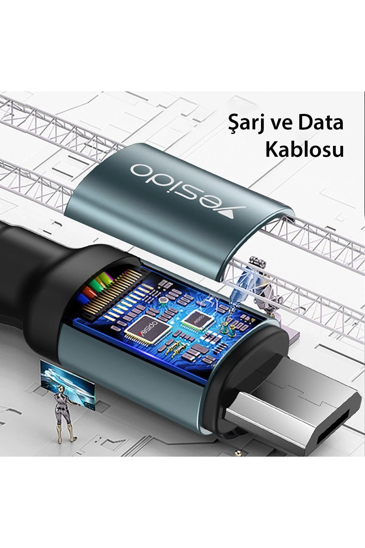 Yesido CA74 1.2M 2.4A Hasırlı Usb to Lightning Hızlı Şarj Kablosu - Siyah