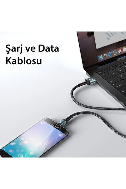 Yesido CA74 1.2M 2.4A Hasırlı Usb to Lightning Hızlı Şarj Kablosu - Siyah