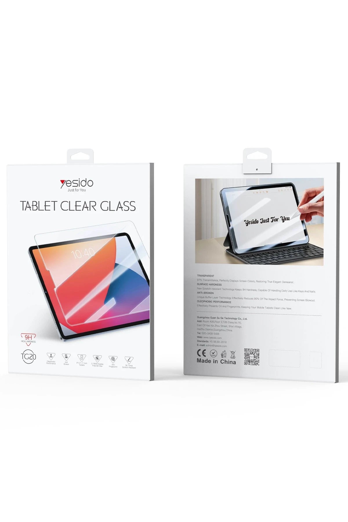 Yesido Apple TG20 iPad 10.2 (9.nesil) Clear Tablet Cam Ekran Koruyucu - Şeffaf
