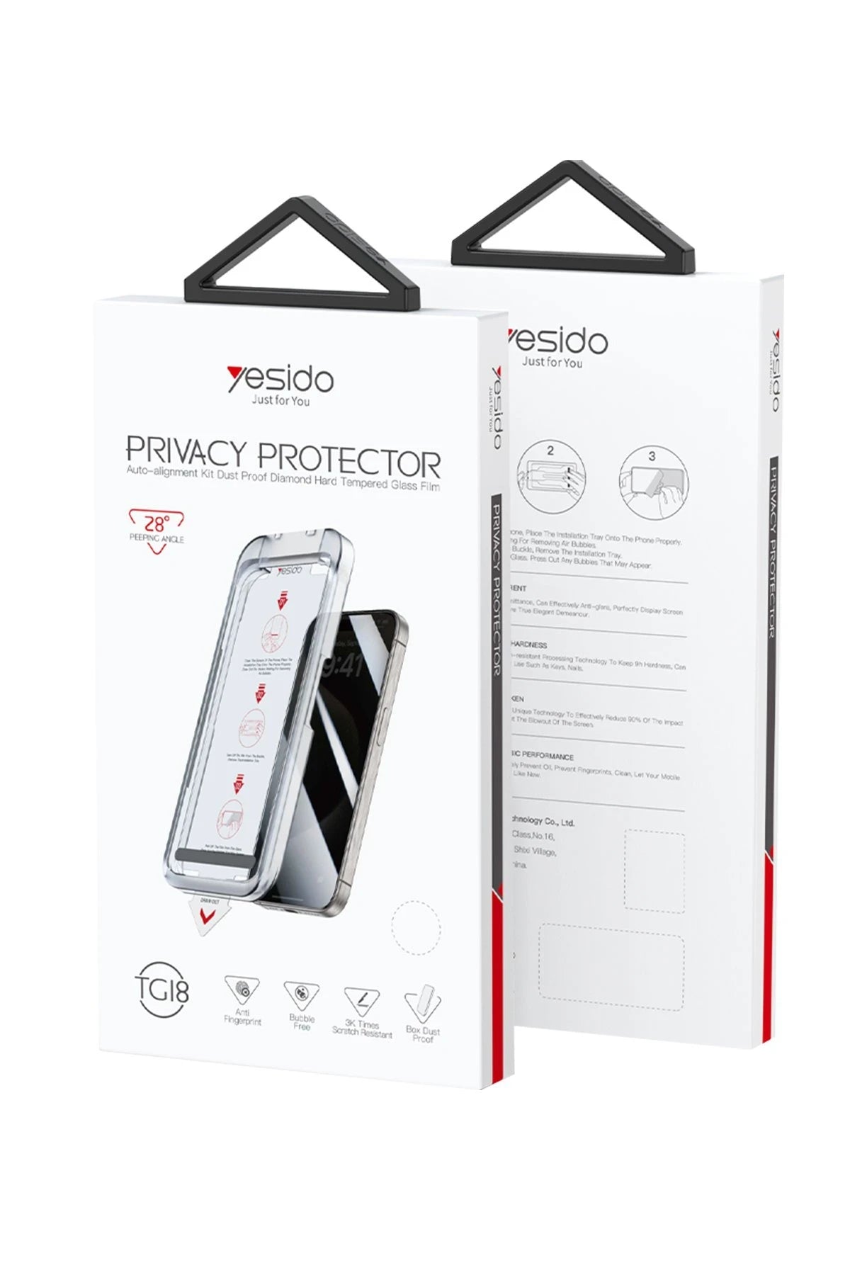 Yesido Apple iPhone 14 Pro Max TG18 AutoKit Hayalet Cam Ekran Koruyucu - Siyah