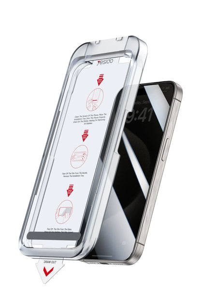 Yesido Apple iPhone 14 Pro Max TG18 AutoKit Hayalet Cam Ekran Koruyucu - Siyah
