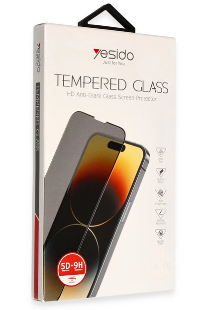 Yesido Apple iPhone 15 Pro TG13 5D Hayalet Cam Ekran Koruyucu - Siyah