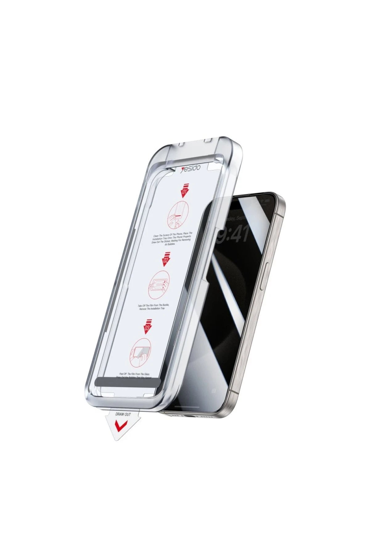 Yesido Apple iPhone 16 Pro Max TG18 AutoKit Hayalet Cam Ekran Koruyucu - Siyah