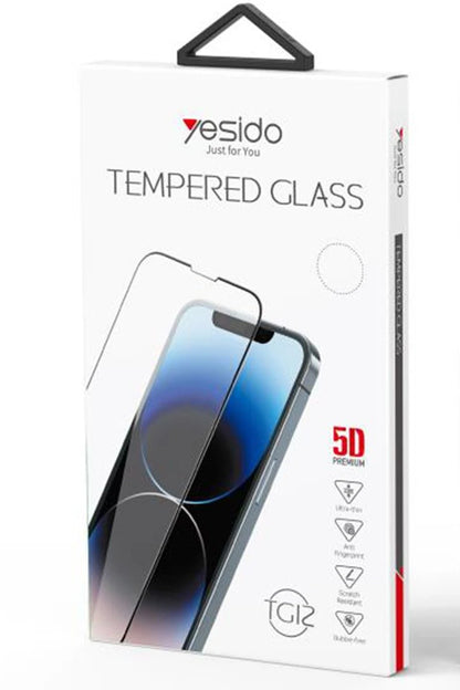 Yesido Apple iPhone 16 Pro TG12 5D Cam Ekran Koruyucu - Siyah