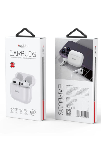 Yesido JB22 BT 5.3 TWS Kablosuz Airpods Kulaklık - Beyaz