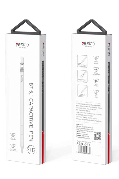 Yesido ST13 BT 5.1 Capasitive Lightning Dokunmatik Stylus Pen Kalem - Beyaz