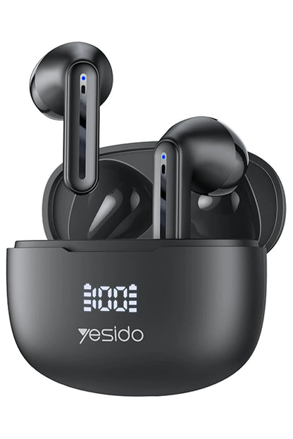 Yesido TWS19 Aktif Gürültü Engelleyici Özellikli Dijital Şarj Göstergeli BT 5.3 Kablosuz Airpods Kulaklık - Siyah