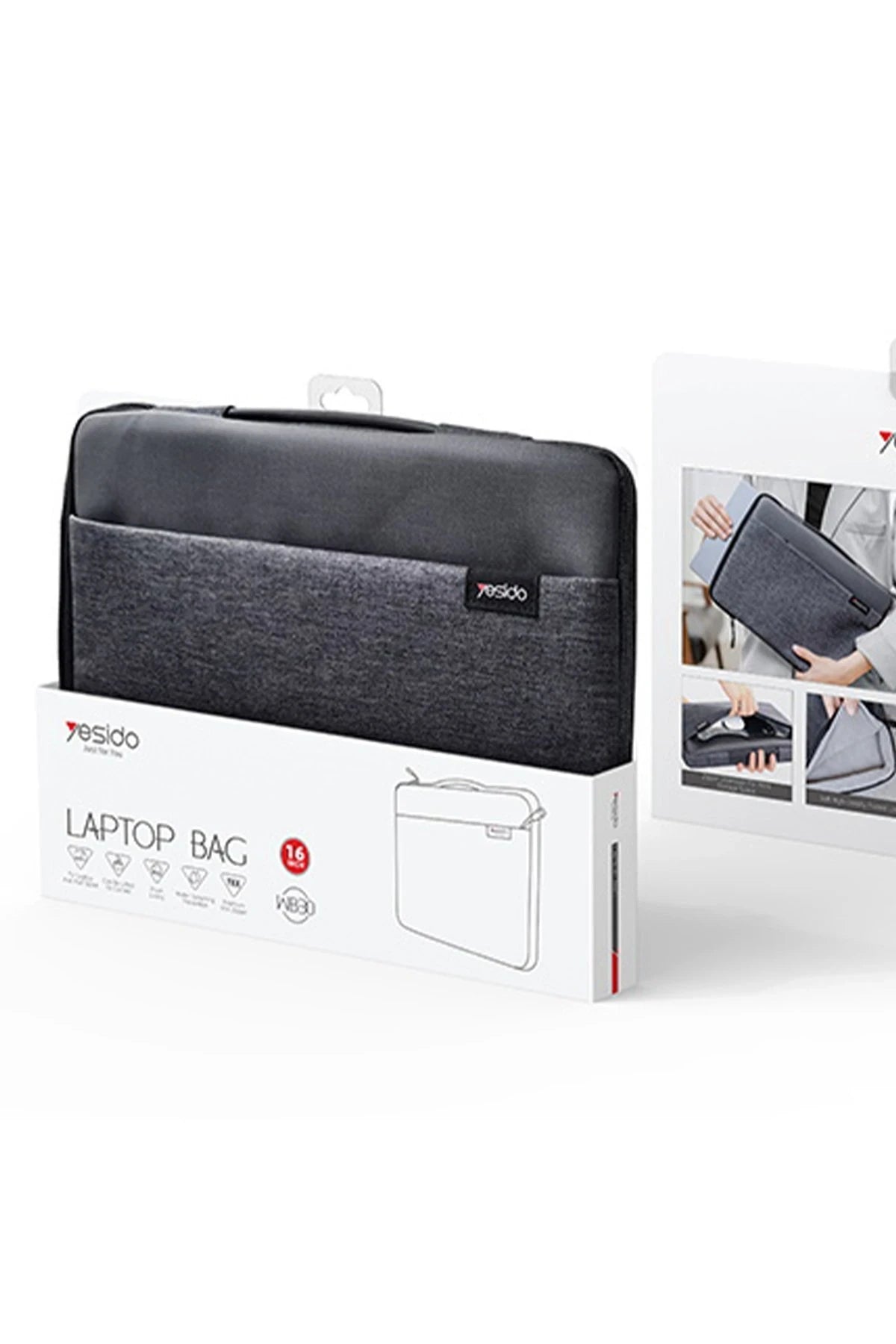 Yesido WB30 Polyester 600D Kumaşlı 16 inç Laptop Çantası - Gri