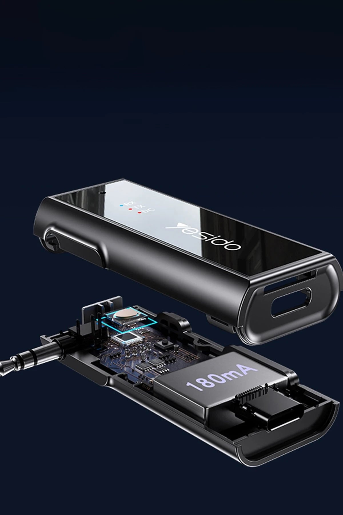 Yesido YAU41 3.5mm Aux Çıkışlı Mikrofonlu Bluetooth Araç Kiti - Siyah