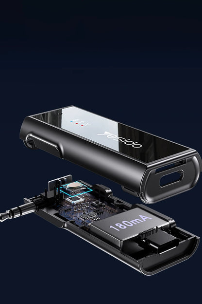 Yesido YAU41 3.5mm Aux Çıkışlı Mikrofonlu Bluetooth Araç Kiti - Siyah