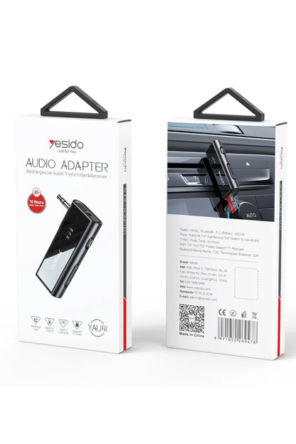 Yesido YAU41 3.5mm Aux Çıkışlı Mikrofonlu Bluetooth Araç Kiti - Siyah