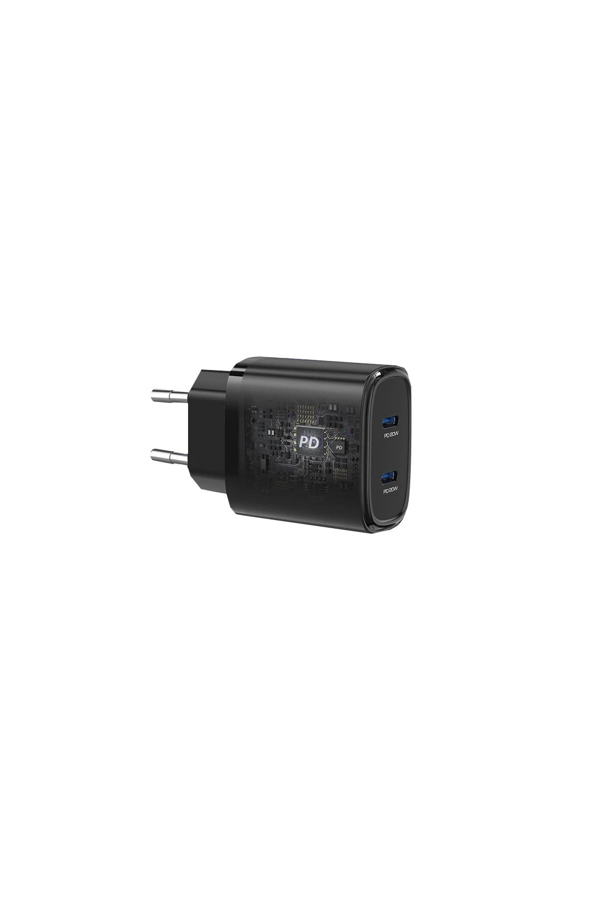 Yesido YC54 2 Adet 20W Type-C Çıkışlı ve 1M 27W Type-C to Lightning Kablolu PD Şarj Cihazı - Siyah