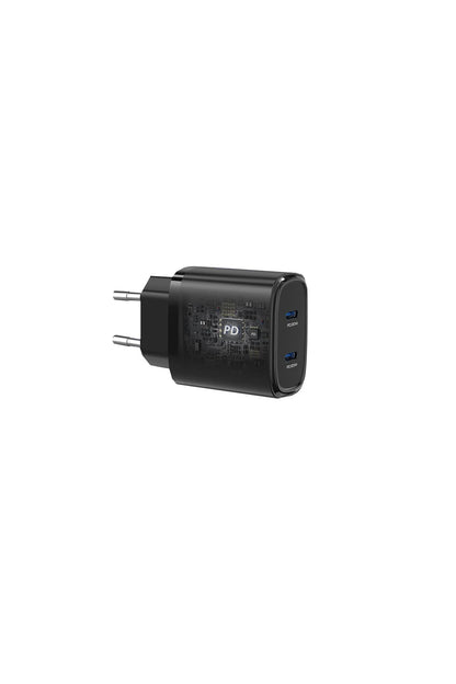 Yesido YC54 2 Adet 20W Type-C Çıkışlı ve 1M 27W Type-C to Lightning Kablolu PD Şarj Cihazı - Siyah
