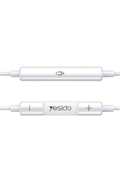 Yesido YH34 1.2M Yüksek Baslı Lightning Bluetooth Kablolu Kulaklık - Beyaz