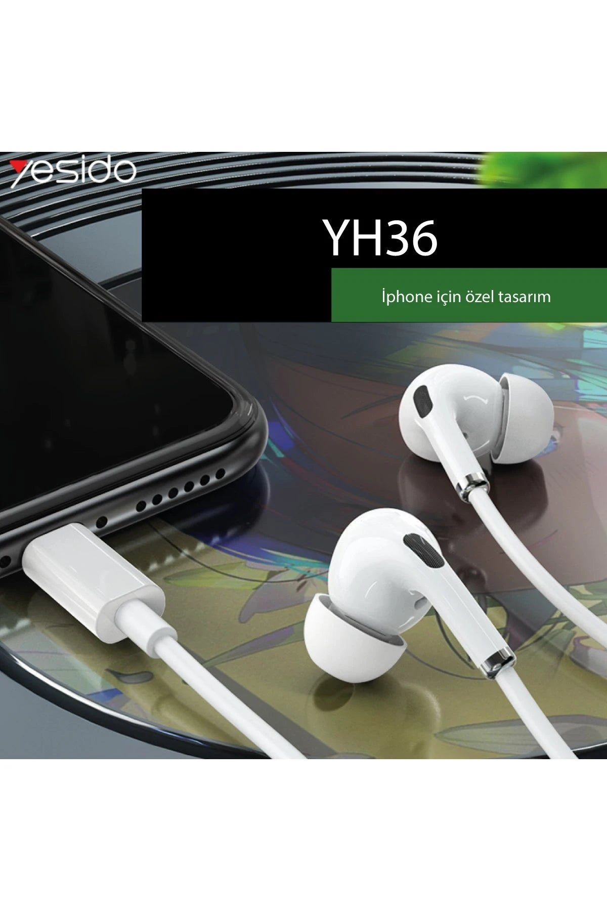 Yesido YH36 Aktif Gürültü Engelleyici Özellikli Lightning Kablolu Kulaklık - Beyaz