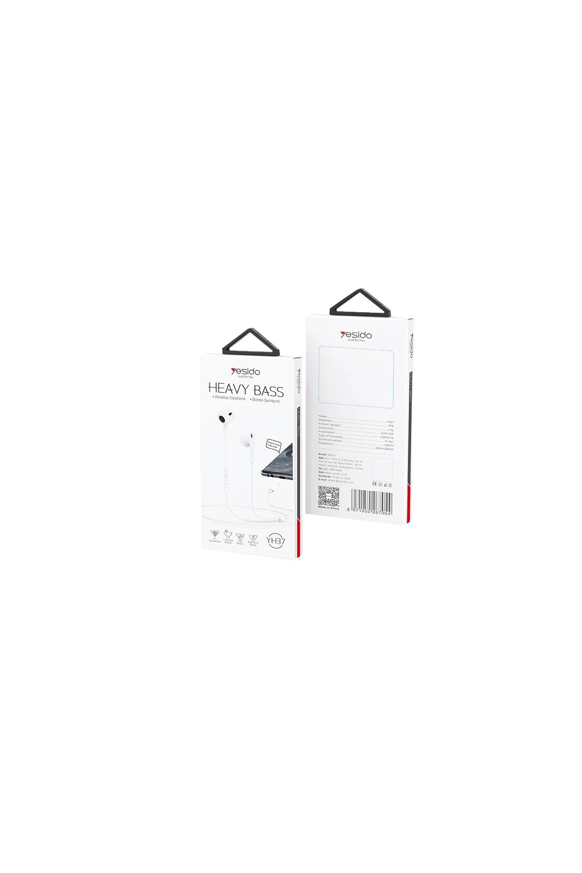 Yesido YH37 1.2M Lightning Bluetooth Kablolu Kulaklık - Beyaz