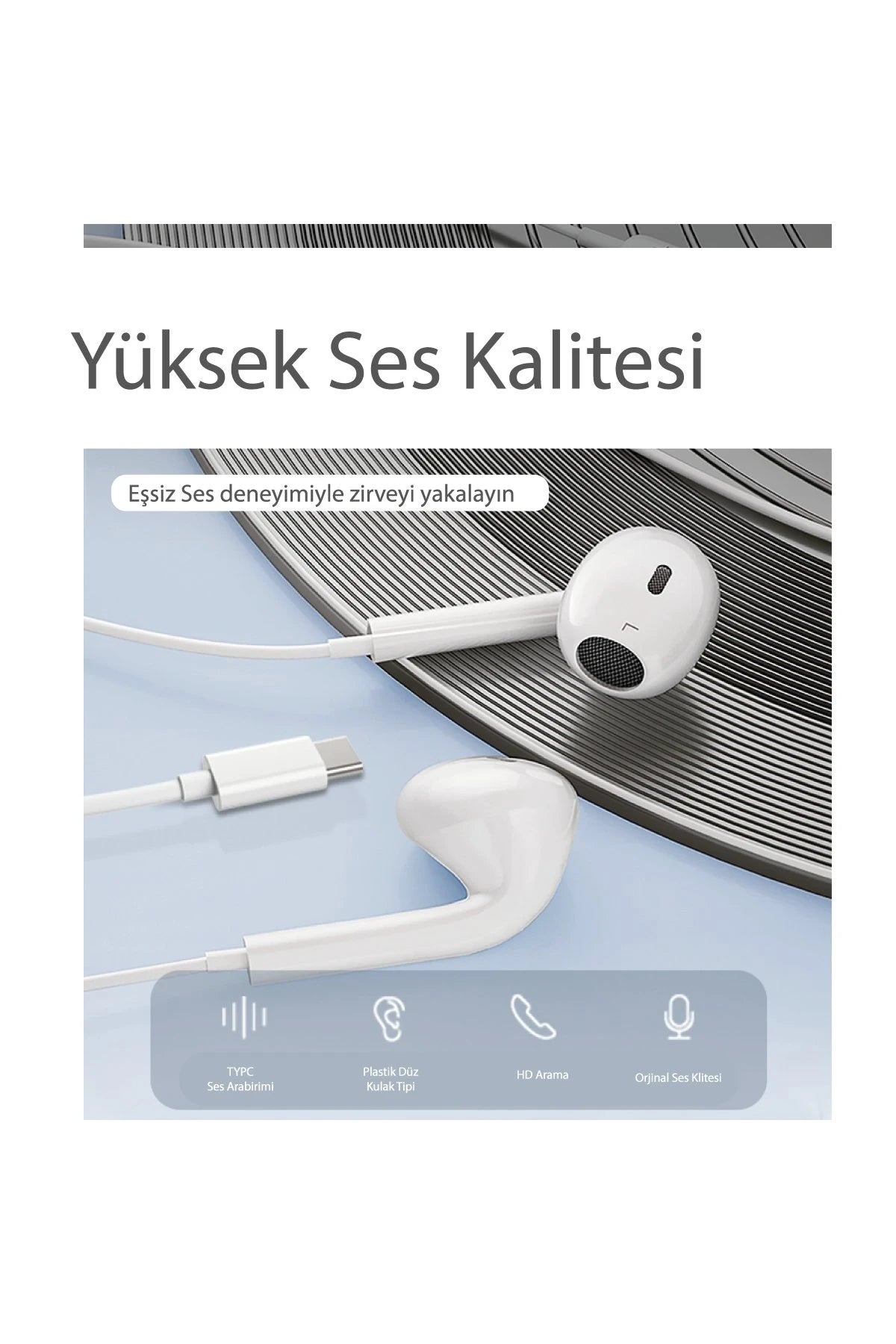 Yesido YH38 1.2M Yüksek Baslı Type-C Kablolu Kulaklık - Beyaz