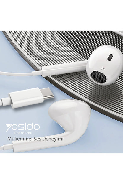 Yesido YH38 1.2M Yüksek Baslı Type-C Kablolu Kulaklık - Beyaz