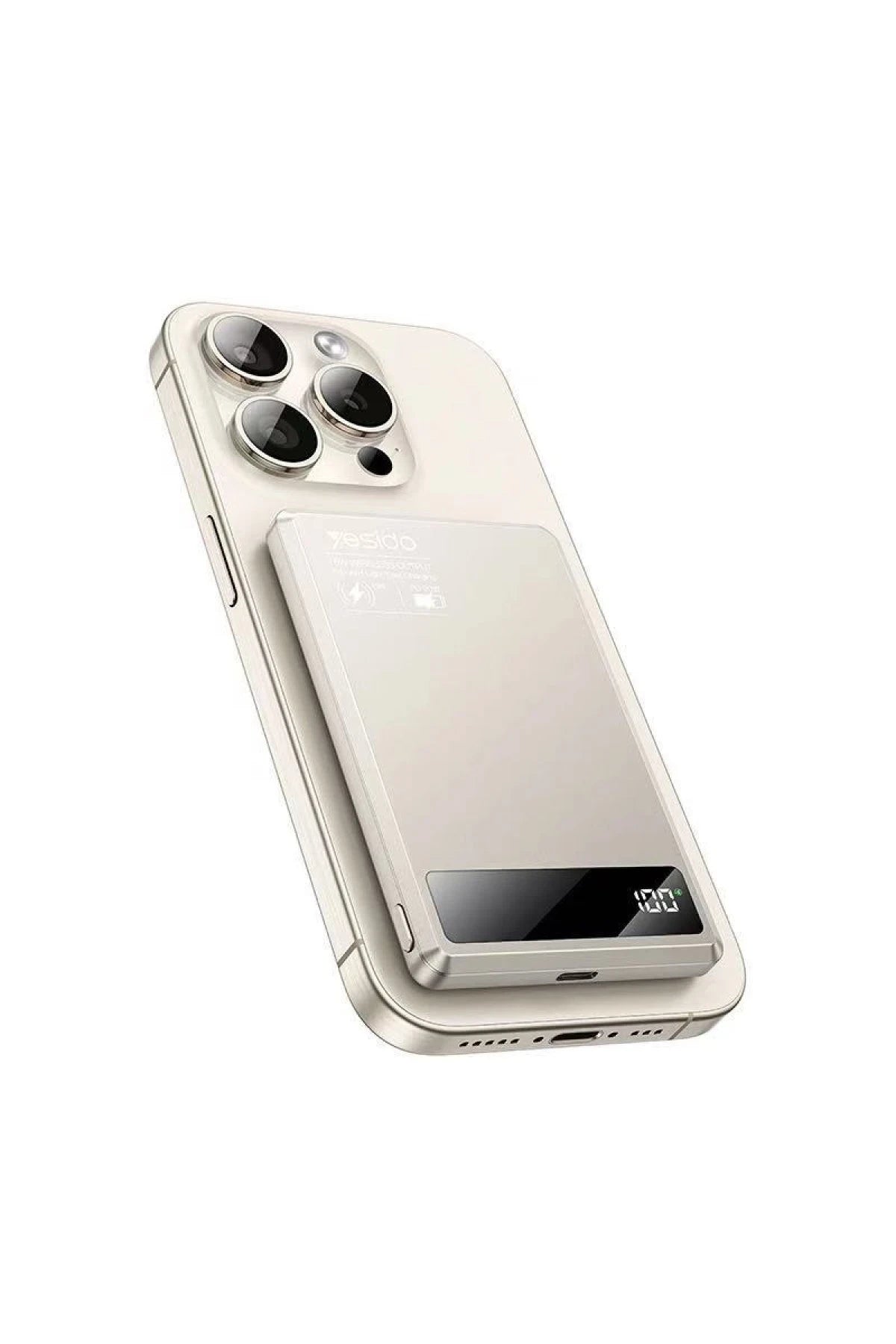 Yesido YP66 5.000 mAh Led Şarj Göstergeli 20W Type-C Çıkışlı ve 15W Kablosuz Şarjlı PD Hızlı Şarj Magsafe Powerbank - Gold