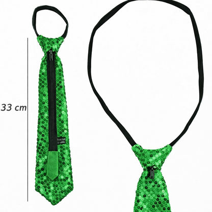 Yeşil Renk Pul Payetli Işıltılı Parti Kravatı 33 cm (5643)